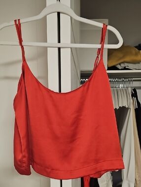 Red Satin Spaghetti-Strap Camisole Top